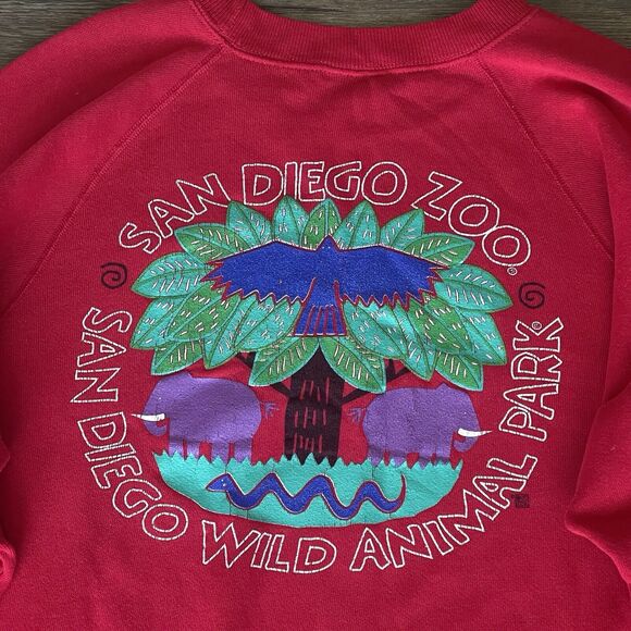 Vtg San Diego Zoo Wild Animal Park Crewneck Sweatshirt Front Back Logo Men M EUC - Picture 7 of 8